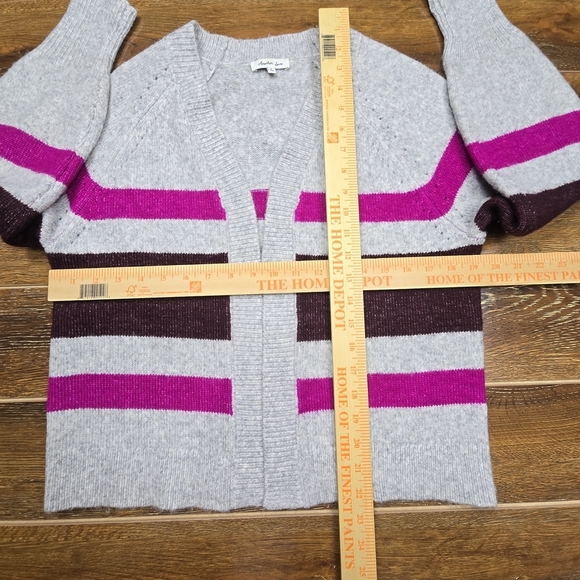 ANOTHER LOVE Women’s Open Front Cropped Cardigan Striped Super Cozy Size Small - Picture 7 of 7